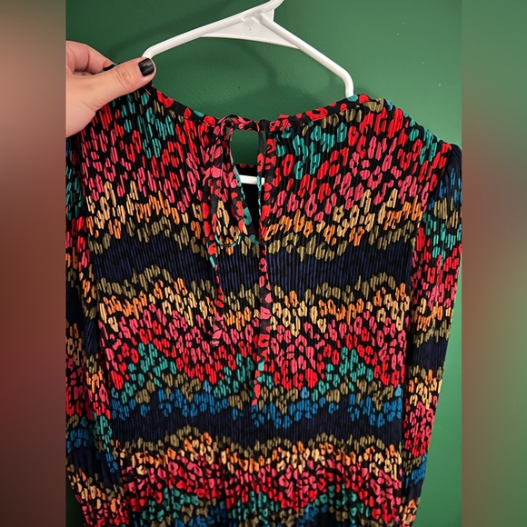Never Fully Dressed Multicolor Leopard Print Long Sleeve Plisse Dress size 4 - Picture 2 of 6